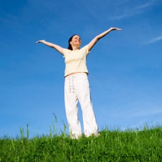 lady in field